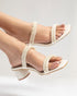 Hand Embellished Block Heels with Pearls